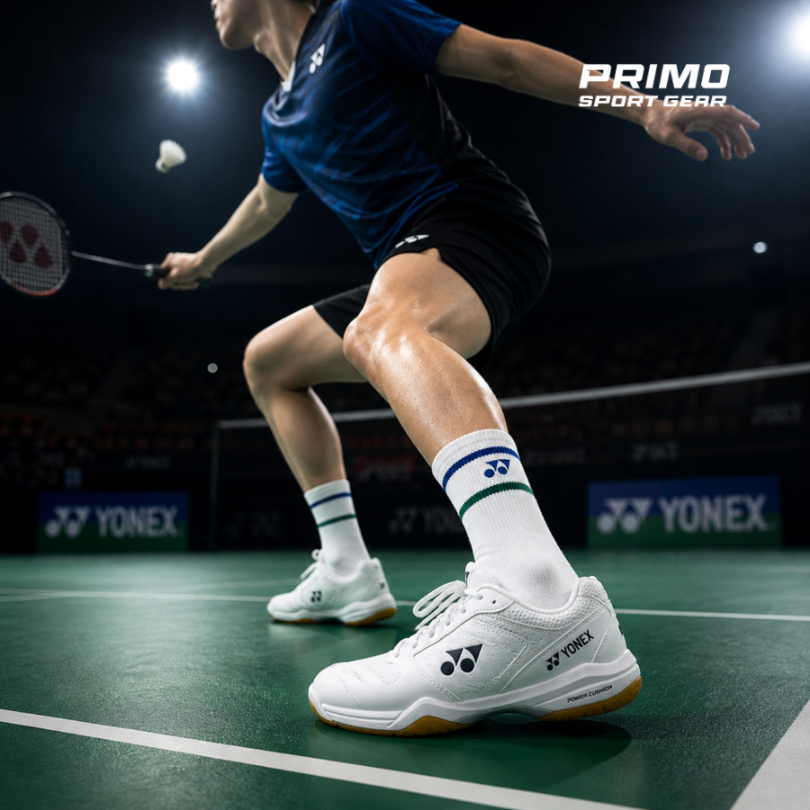 ถุงเท้าแบดมินตัน Yonex หนา 68g/80g สีขาวและสีน้ําเงินพร้อมปักโลโก้ – ขนาด 22-25cm / 25-28cm