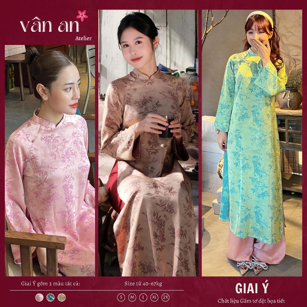 [VAN AN - READY STOCK] GIAI Y Ao Dai - วัสดุผ้าไหมผ้าลายใบไม้ไม้ไผ่ - ทรงตรงสําหรับสุภาพสตรีสําหรับ 