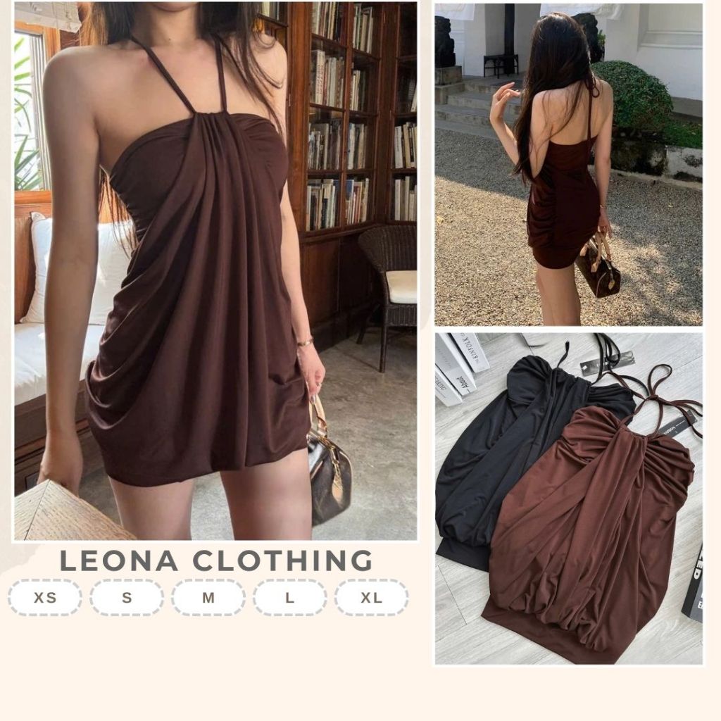 เดรสสายเดี่ยวผูกคอ - DM00009 - เสื้อผ้าลีอาน่า