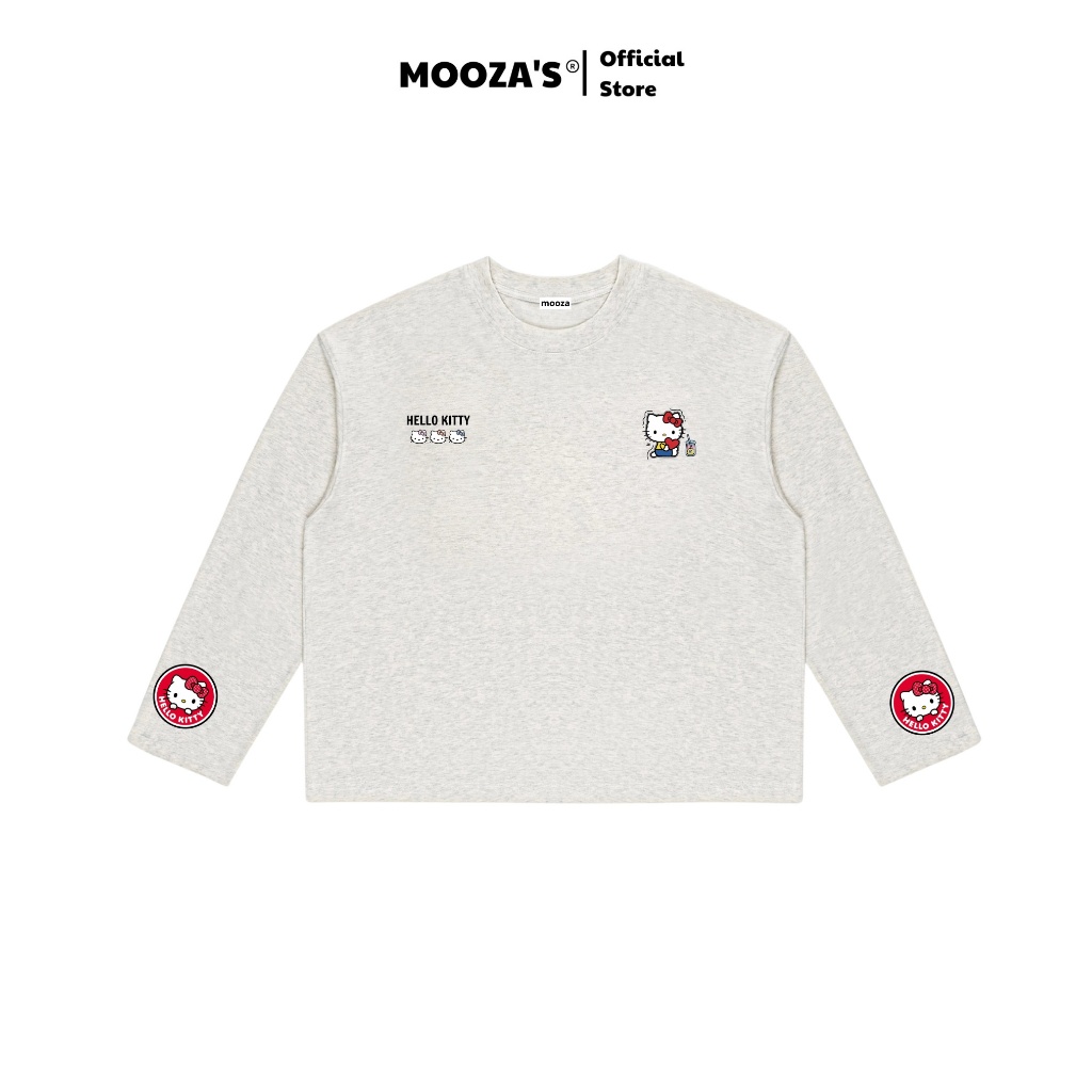 Hello Kitty Unisex Boxy Mooza เสื้อยืดแขนยาว Signature Mooza/Kitty Studios Premium 280GSM Cotton