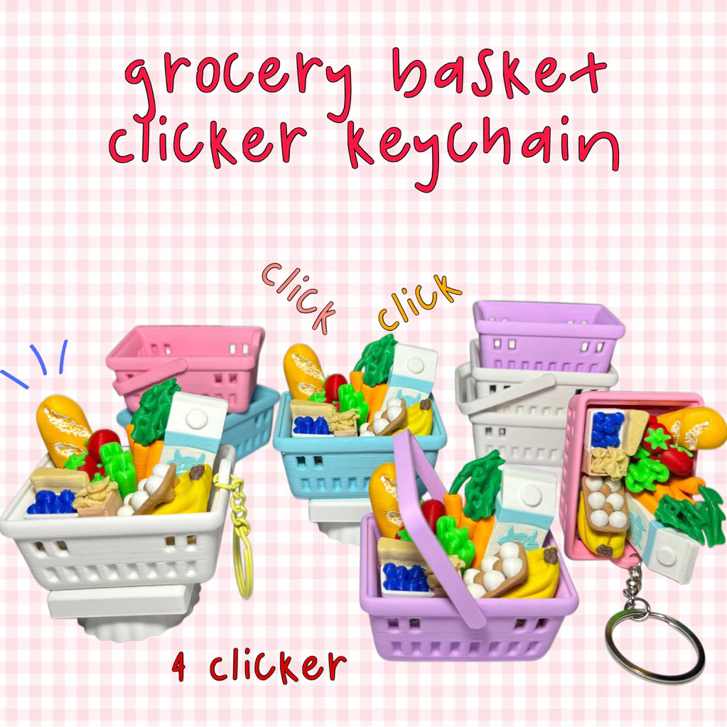SUPER CUTE 3D PRINTED MINI SUPERMARKET BASKET KEYCHAIN/DECOR MODEL