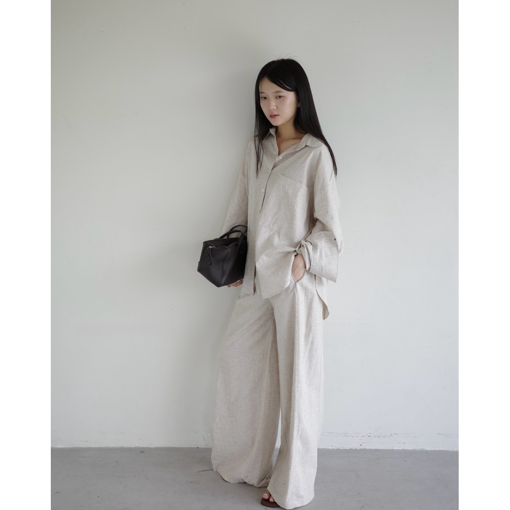 เสื้อ LINEAR | Mir.byhi | เสื้อเชิ้ตผ้าลินินทรงหลวม