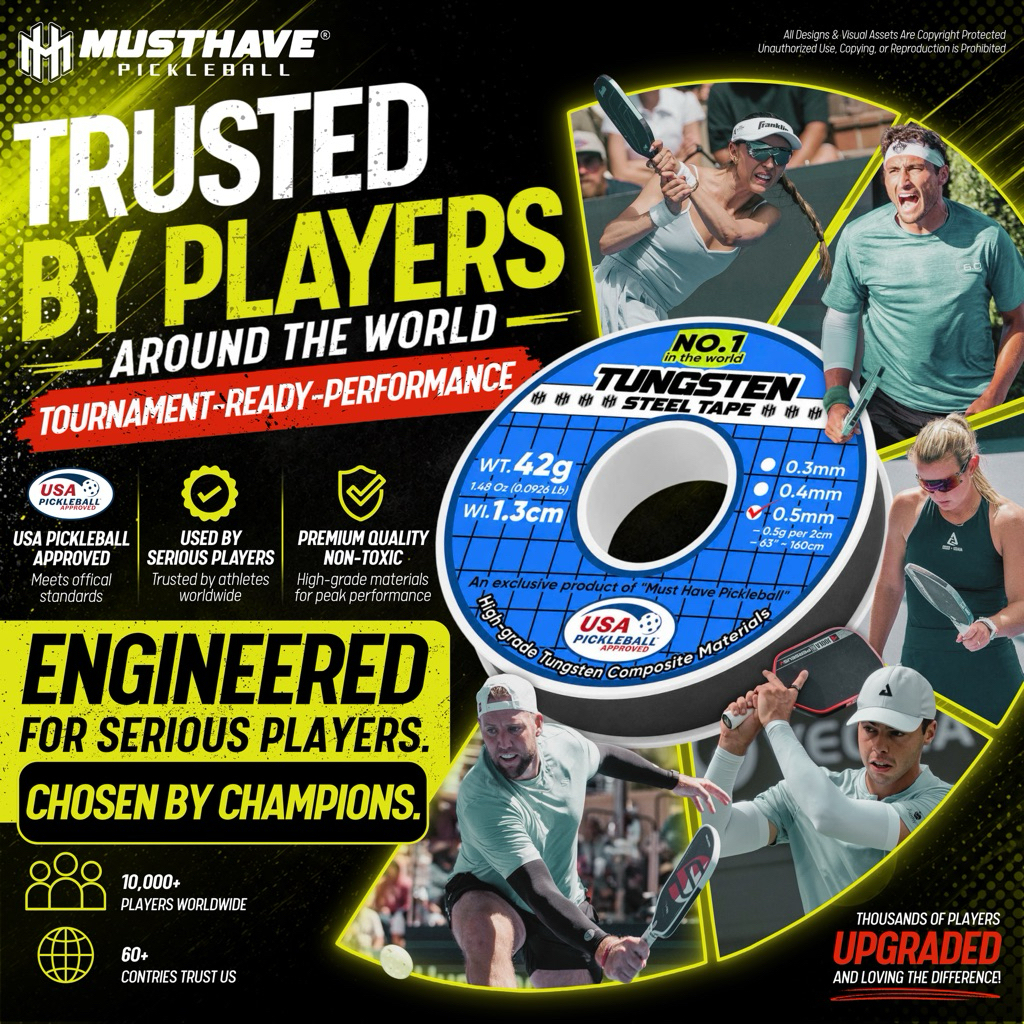 [USAPA] TUNGSTEN STEEL TAPE - เทปเพิ่มน้ําหนัก ตะกั่วทังสเตนสําหรับแร็กเก็ต Pickleball | ที่มีประสิทธิภาพ - ปลอดภัยและแม่นยํา