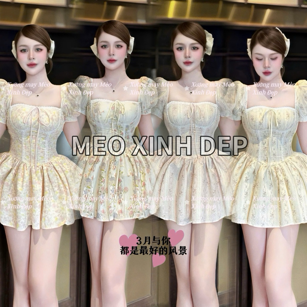 [PANT INCLUDED]MINE FLOWER DRESS แขนพองและลูกไม้ระบาย (สินค้ามาตรฐานที่ทางร้านถ่าย)