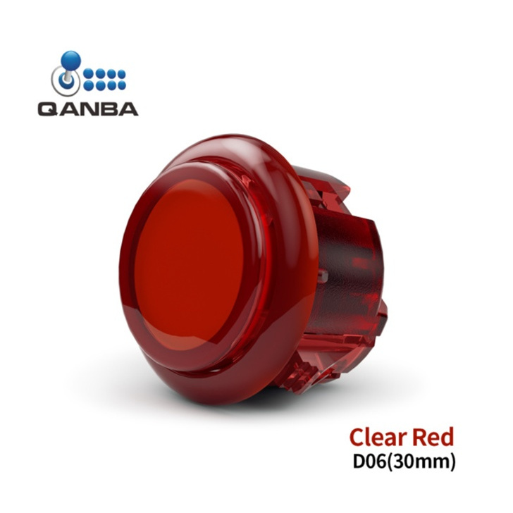 QANBA Gravity KS - สีแดงใส 30 มม. Snapin - ปุ่มสําหรับแท่ง aracde
