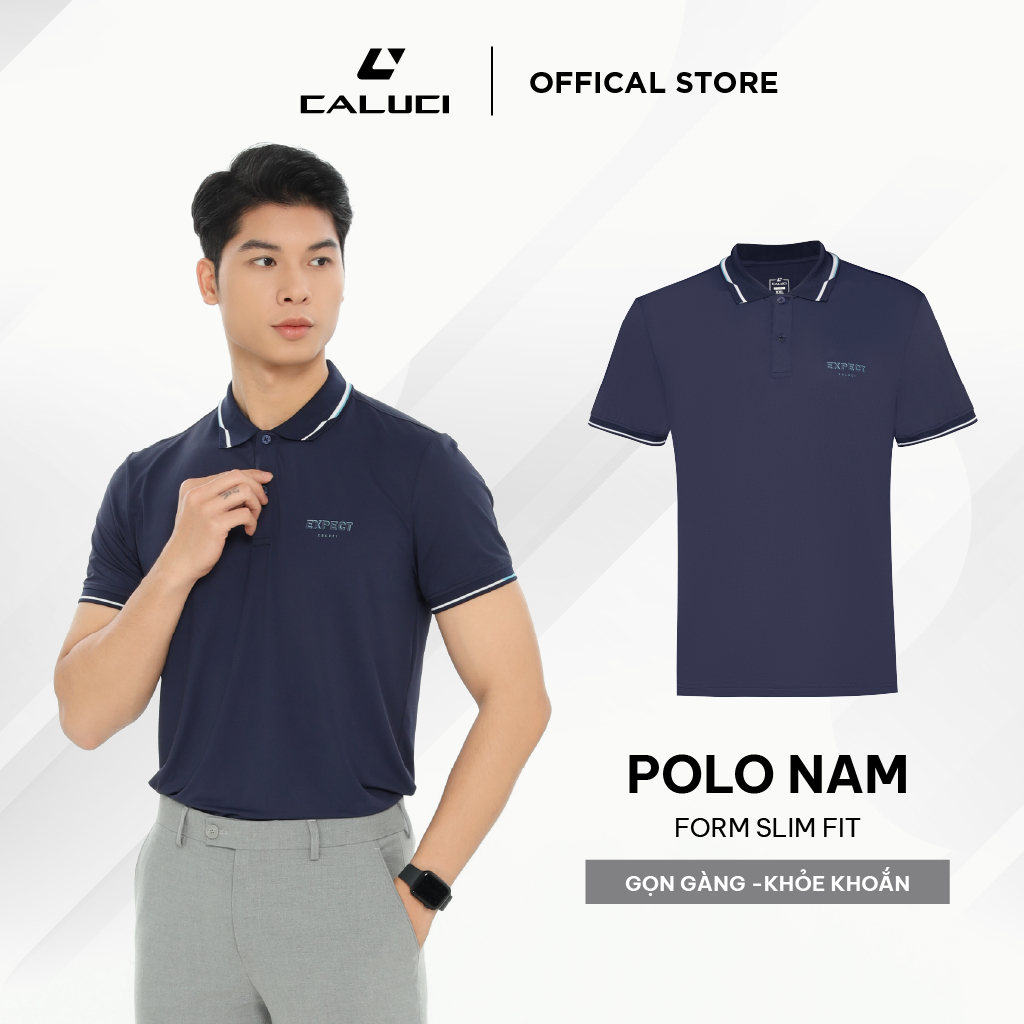 CALUCI Slim Fit Polo เสื้อเชิ้ตคอปกแขนสั้นขอบทอทําจากผ้าฝ้ายยืด ระบายอากาศได้ดีและดูดซับเหงื่อ MPS40