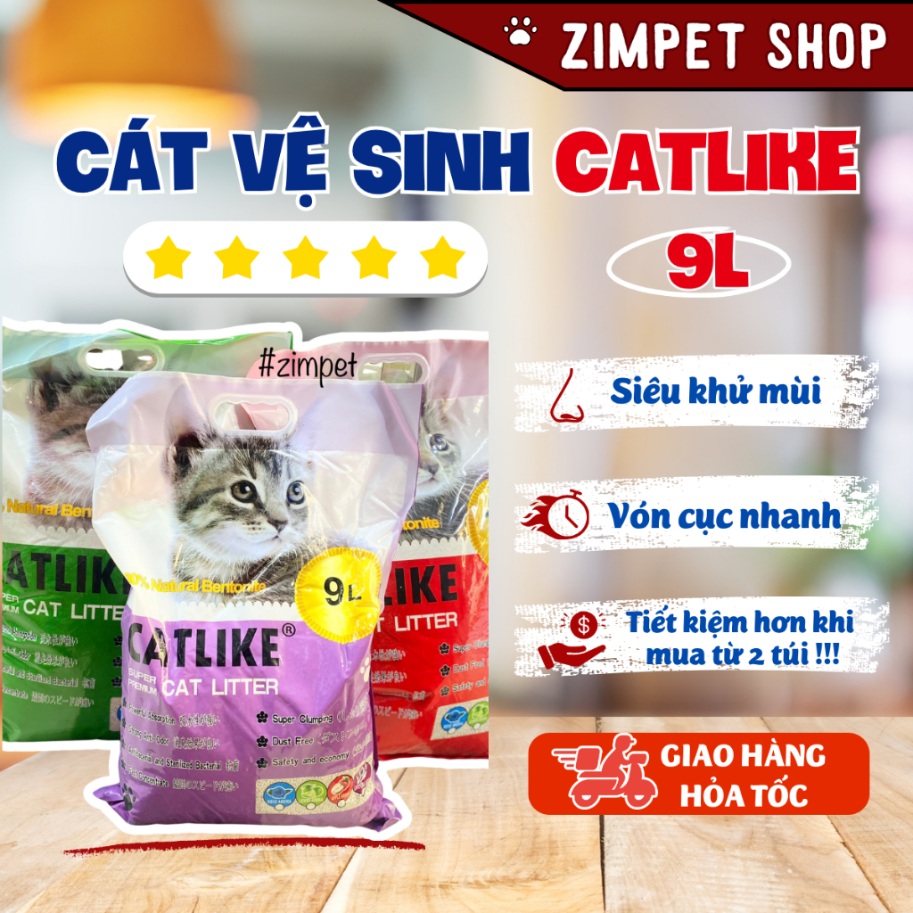 Catlike Cat Cat กระเป๋า 9L – Super Clumping Litter, กําจัดกลิ่นที่มีประสิทธิภาพ, ประหยัดสําหรับแมว