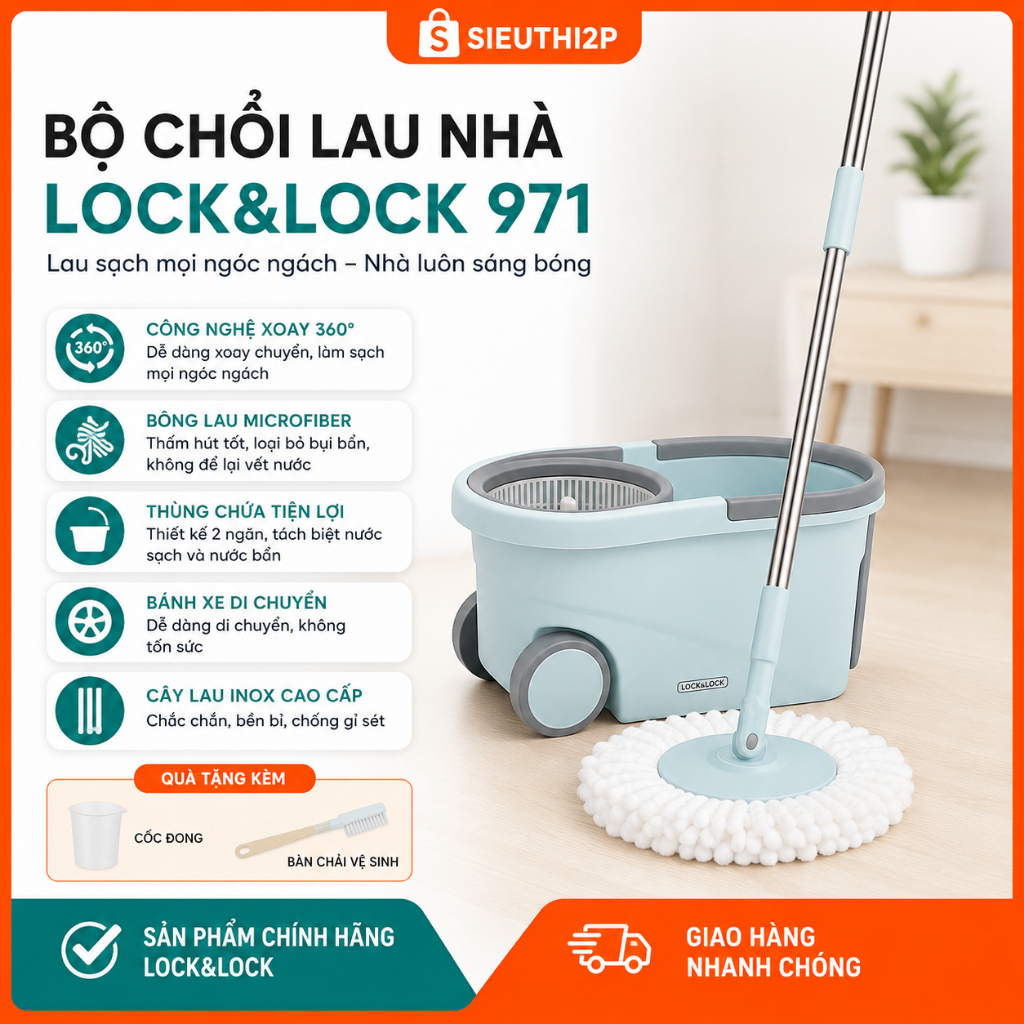 Lock and Lock 7L Sweepy 971 ชุดม็อบหมุนมือ
