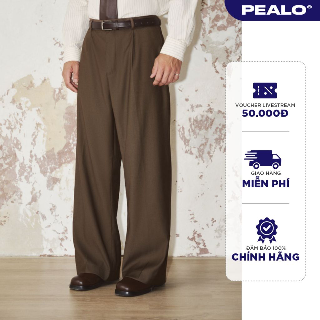 PEALO ss25 กางเกงลําลองผ้าวูลผู้ชายขอบเอวธรรมดา วัสดุคุณภาพสูง แบบหลวมๆ -TEMPO TROUSERS SPT2