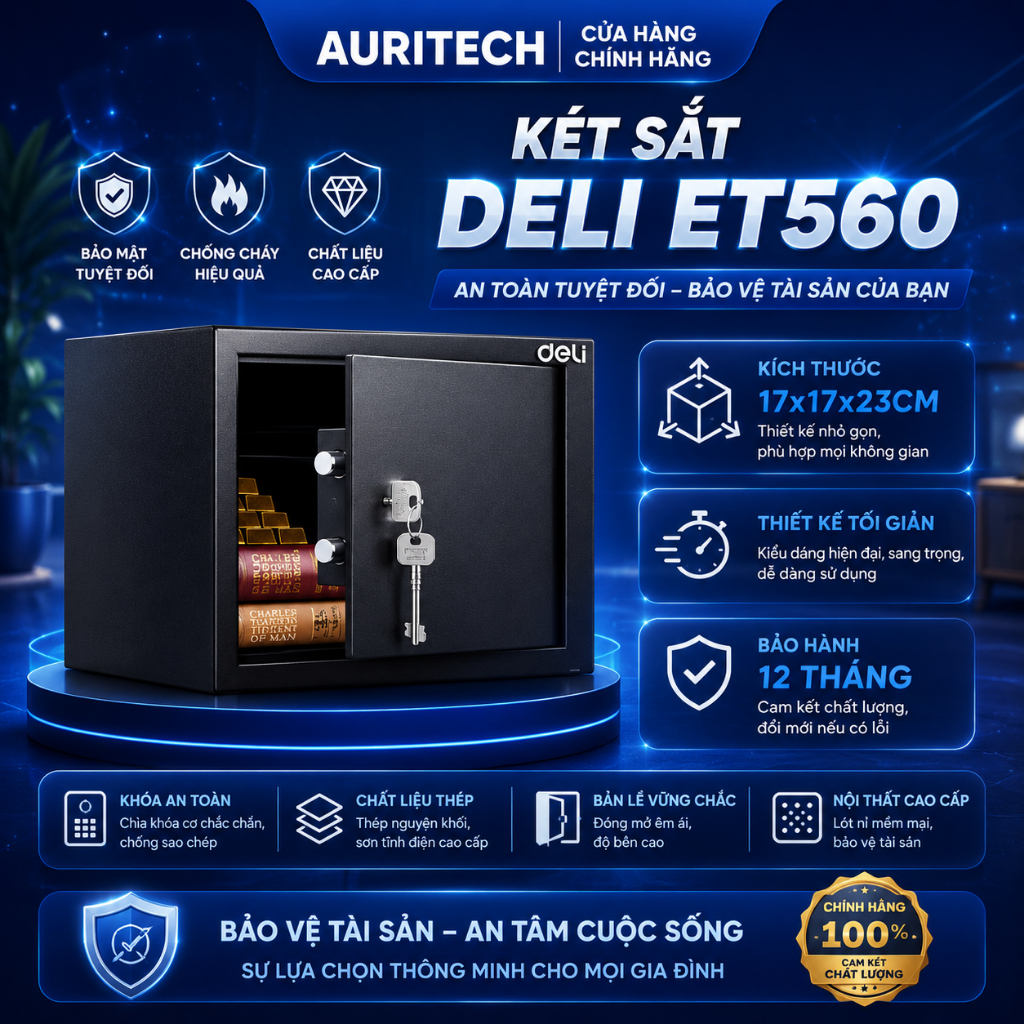 Deli ET560 Family Safe อุปกรณ์ป้องกัน Asset โครงเหล็กแข็ง ดีไซน์เรียบง่าย