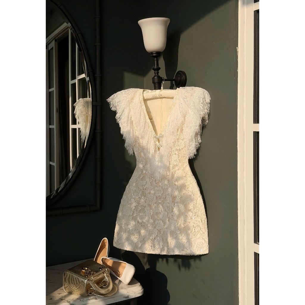 TranAli Dress คอวี CHARM BREAST Pearl Ali ดีไซน์แฟชั่น