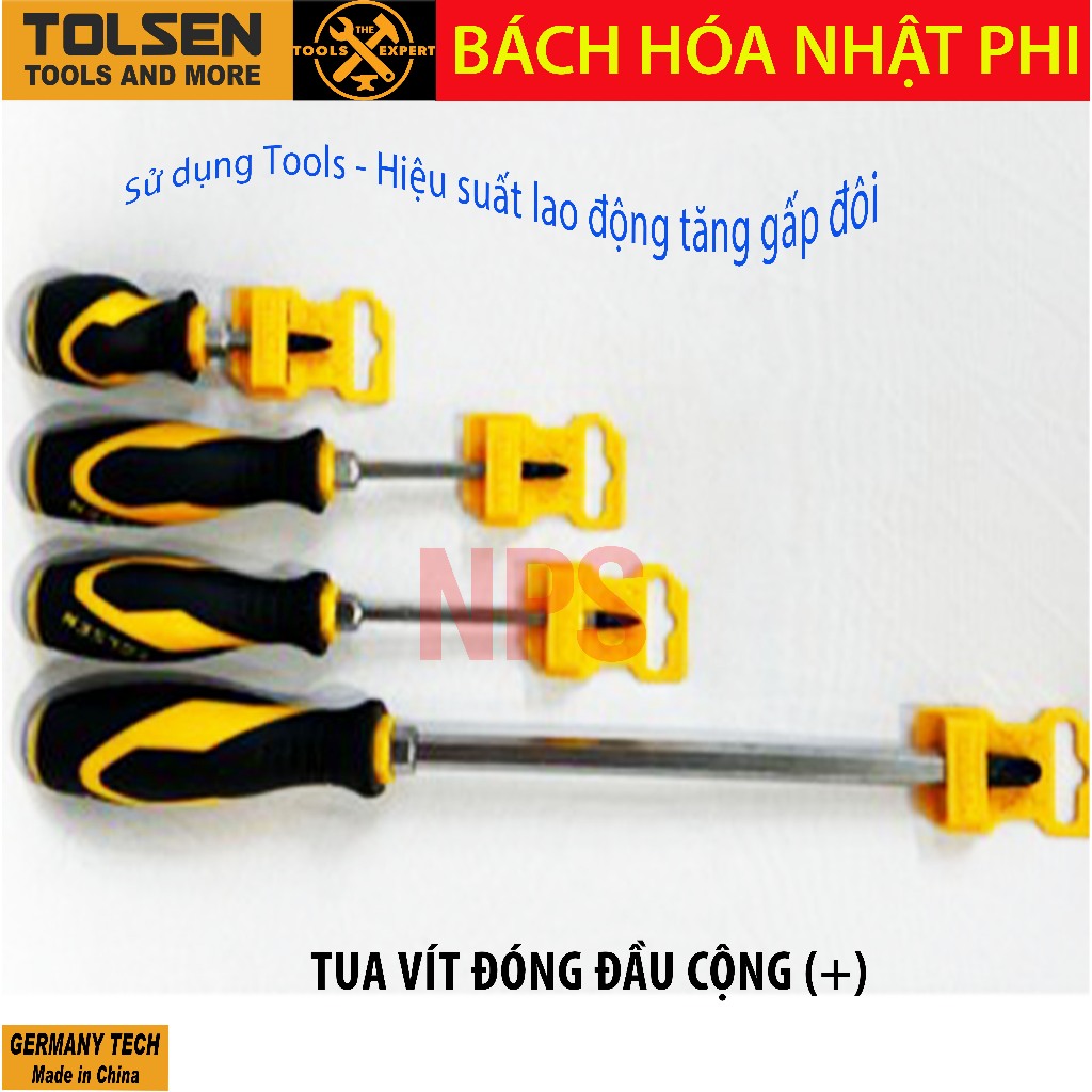 PLUS HEAD SCREWDRIVER (+) PH1, PH2, PH3, PH4 HIGH IMPACT RESISTANT Cr-V STEEL พร้อม TOLSEN MAGNET