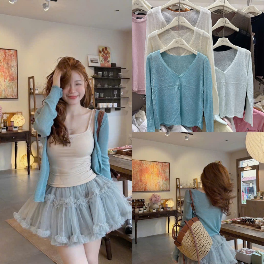 (Odd 1 Shirt) เสื้อสเวตเตอร์คาร์ดิแกนแบบบางสไตล์เกาหลี QC Minxu Shop TH89