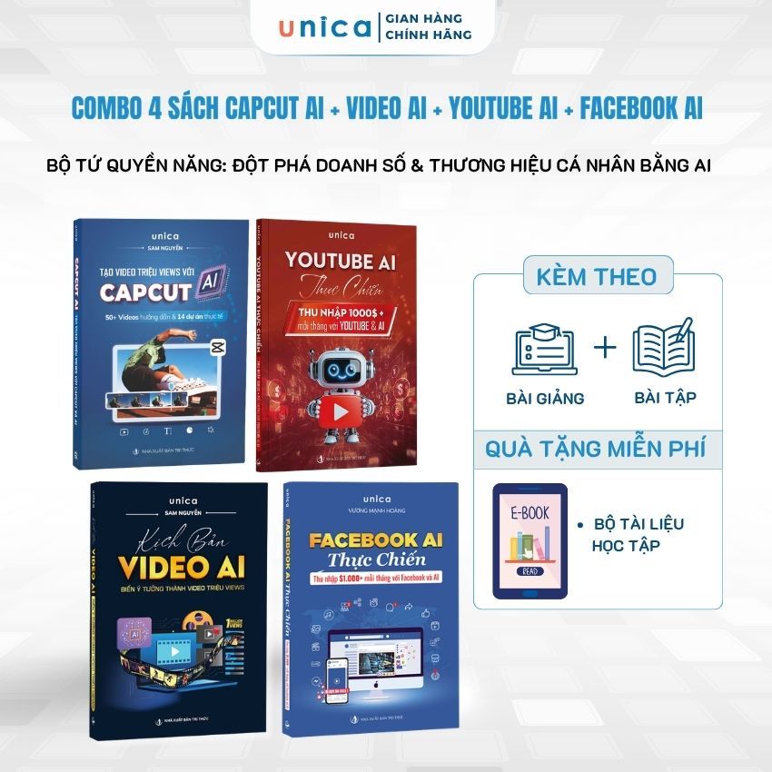 Combo 4 เล่ม Capcut Books - Facebook - Youtube - วิดีโอเพื่อช่วยการขายที่แตกหักและแบรนด์ส่วนตัวโดยใช