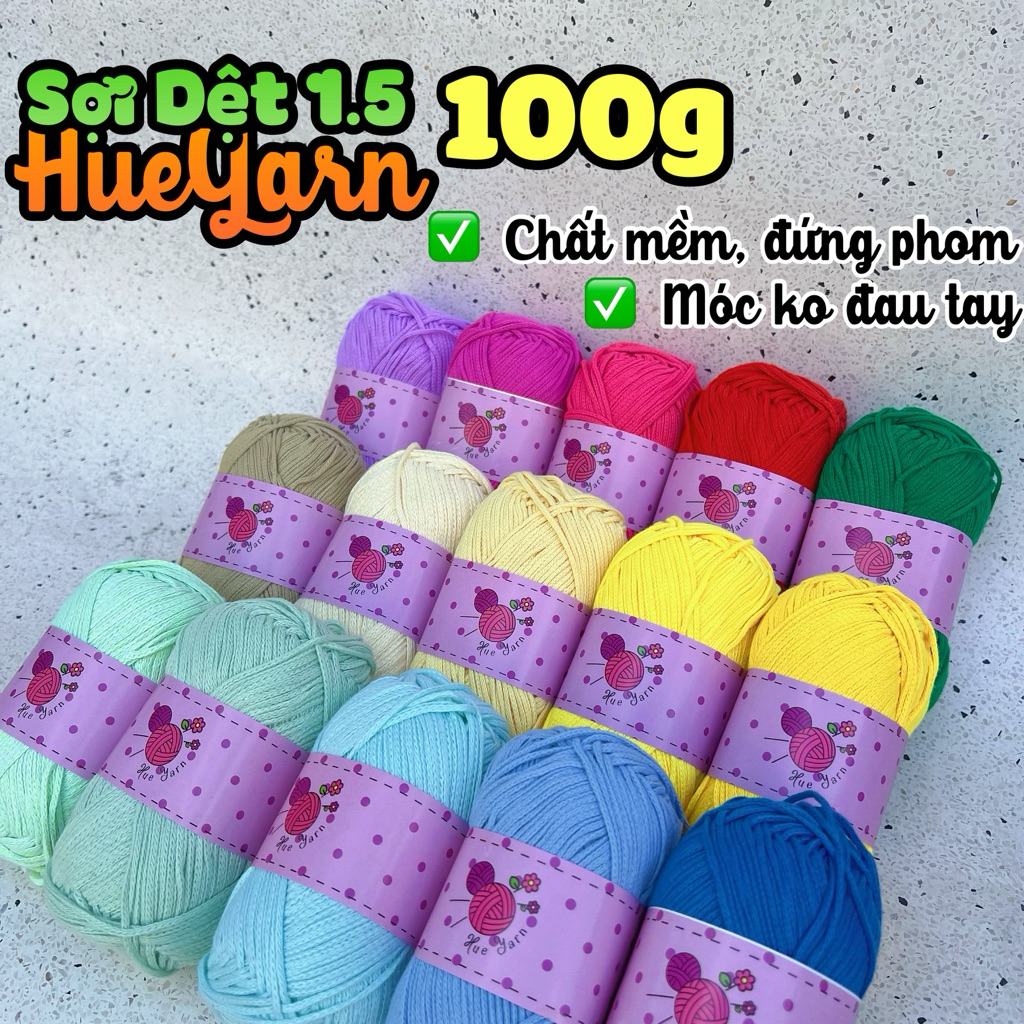 HUE YARN สิ่งทอ YARN 1.5mm 100g ป่าน YARN สําหรับกระเป๋าและตะขอหมวก (01-17)