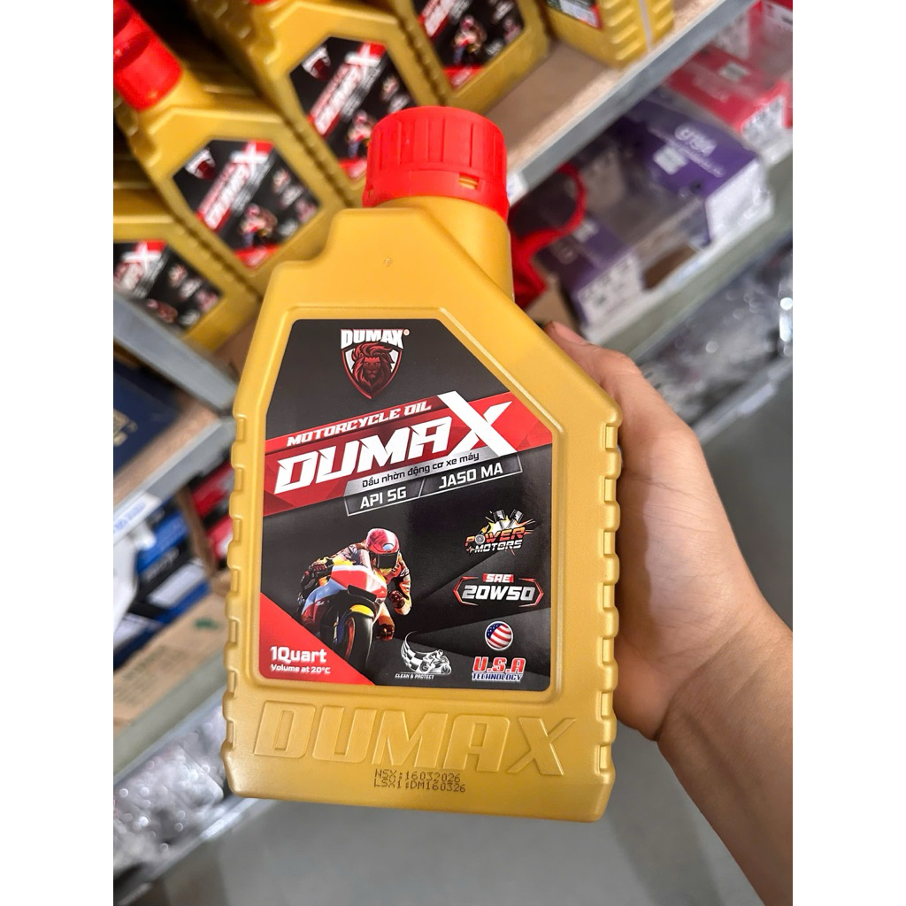 Dumax 20W50 API SG JASO MA 1 Quart น้ํามันหล่อลื่นรถจักรยานยนต์