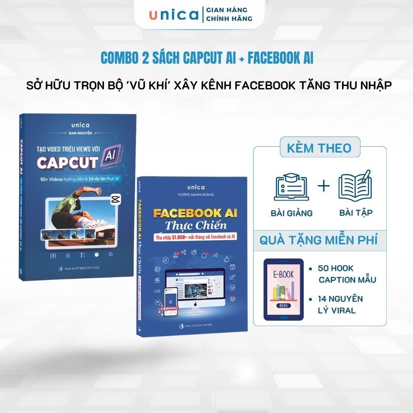 Combo หนังสือ AI ศึกแท้ 2 เล่ม - สร้างวิดีโอด้วยมุมมองล้าน พร้อม Capcut AI