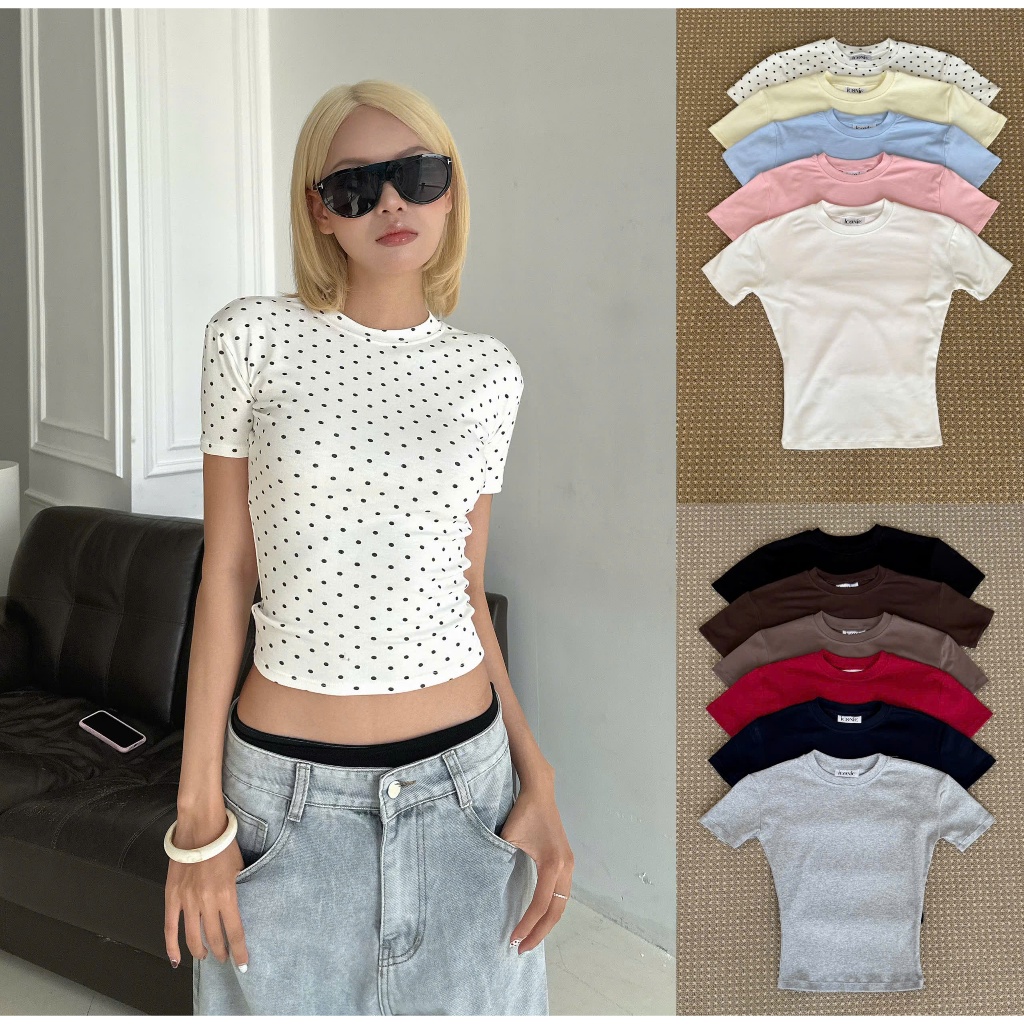AB HOUSE - เสื้อยืดเข้ารูปพื้นฐานสําหรับแฟชั่นสตรี