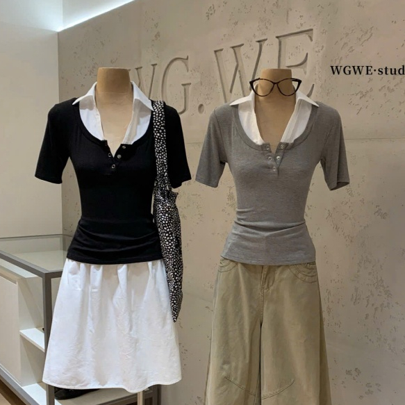 WGWE• 9644 wgwe เสื้อยืดคอปก สินค้า QC ไซส์ SM