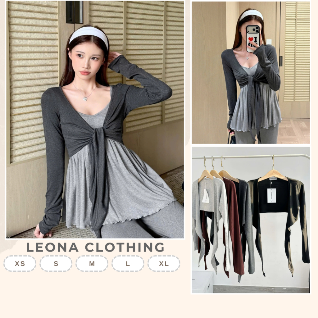 เสื้อแจ็คเก็ตอกเป็นชั้นๆ - AK00010 - เสื้อผ้า Leona