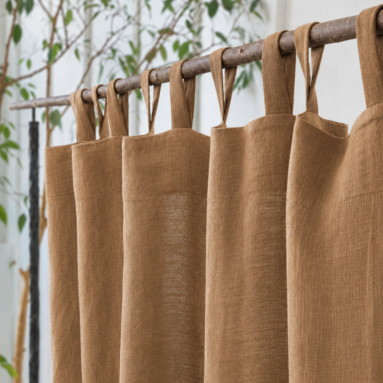 Aesthetic Linen Soft Natural Tone Hanging Curtain Size