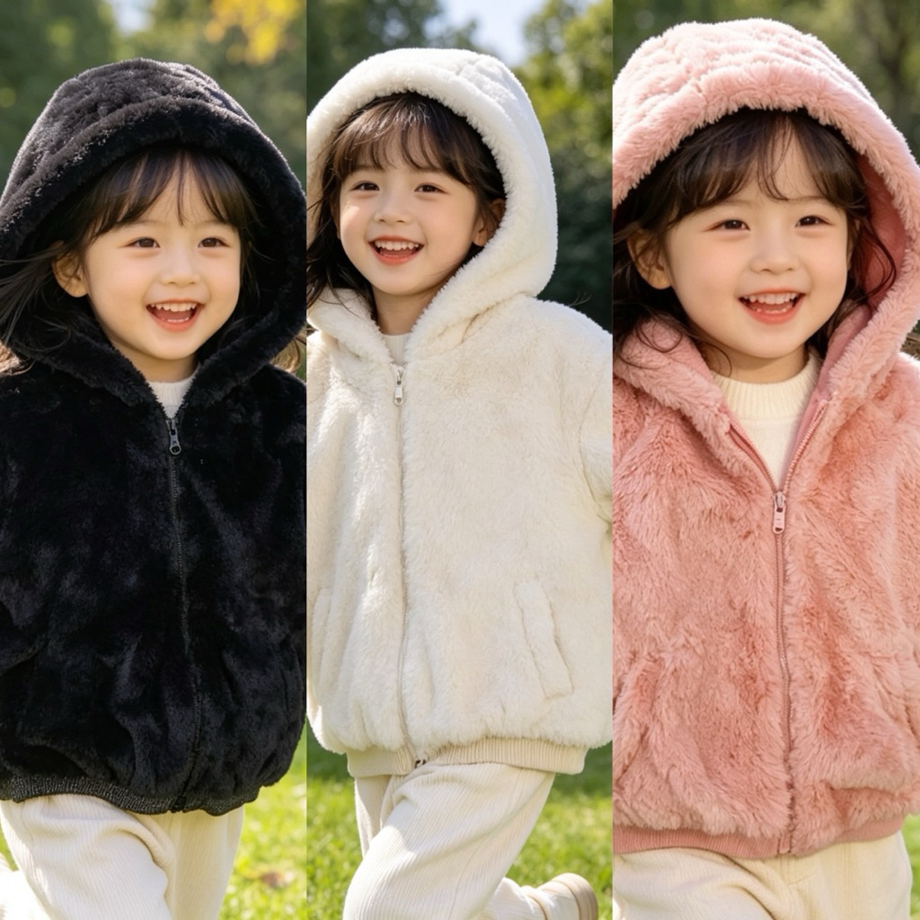 SMALL FORM เสื้อโค้ทสําหรับเด็กผู้หญิงมีขนและฮู้ด surplus ของแท้ 3-12 ปี X09-101 C6001 (2-6)