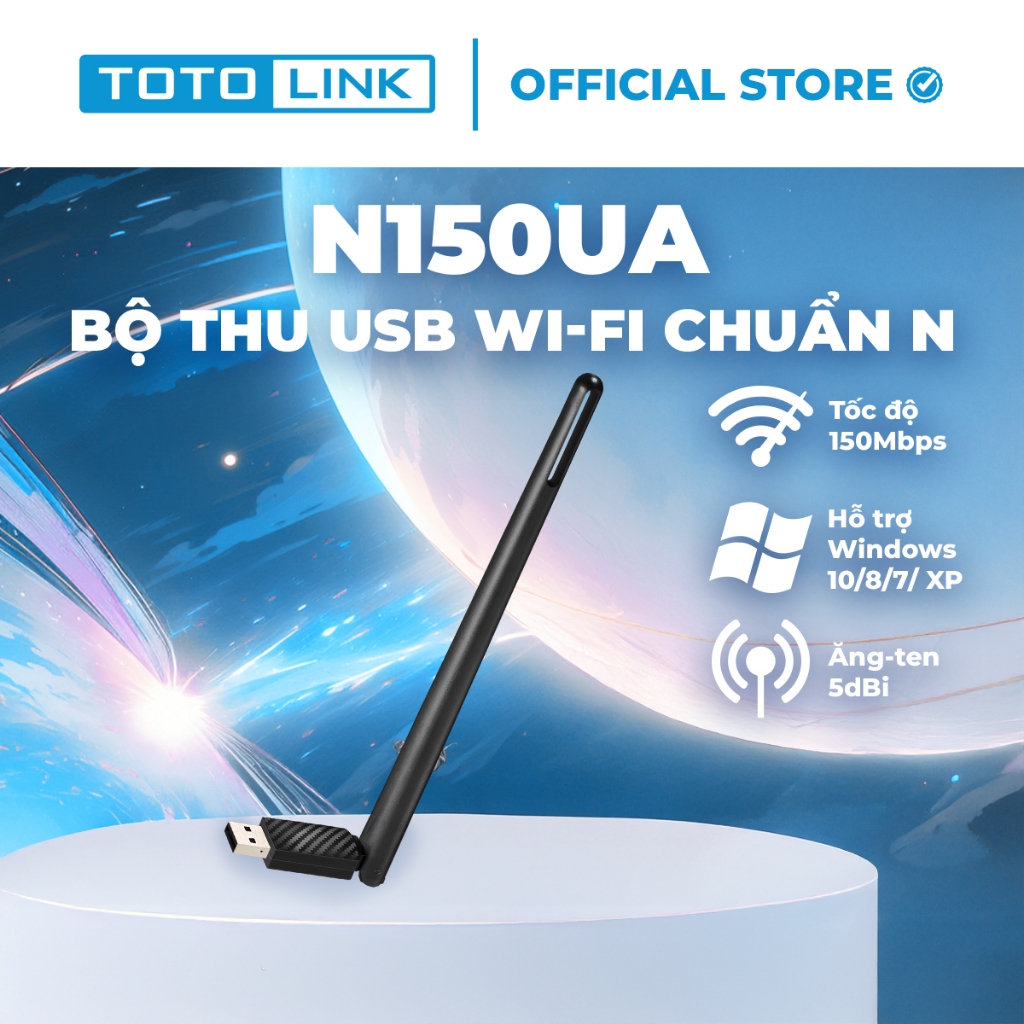 TOTOLINK N150UA USB Wi-Fi Receiver - WiFi มาตรฐาน 150Mbps N ใช้งานง่ายสําหรับ PC Laptop