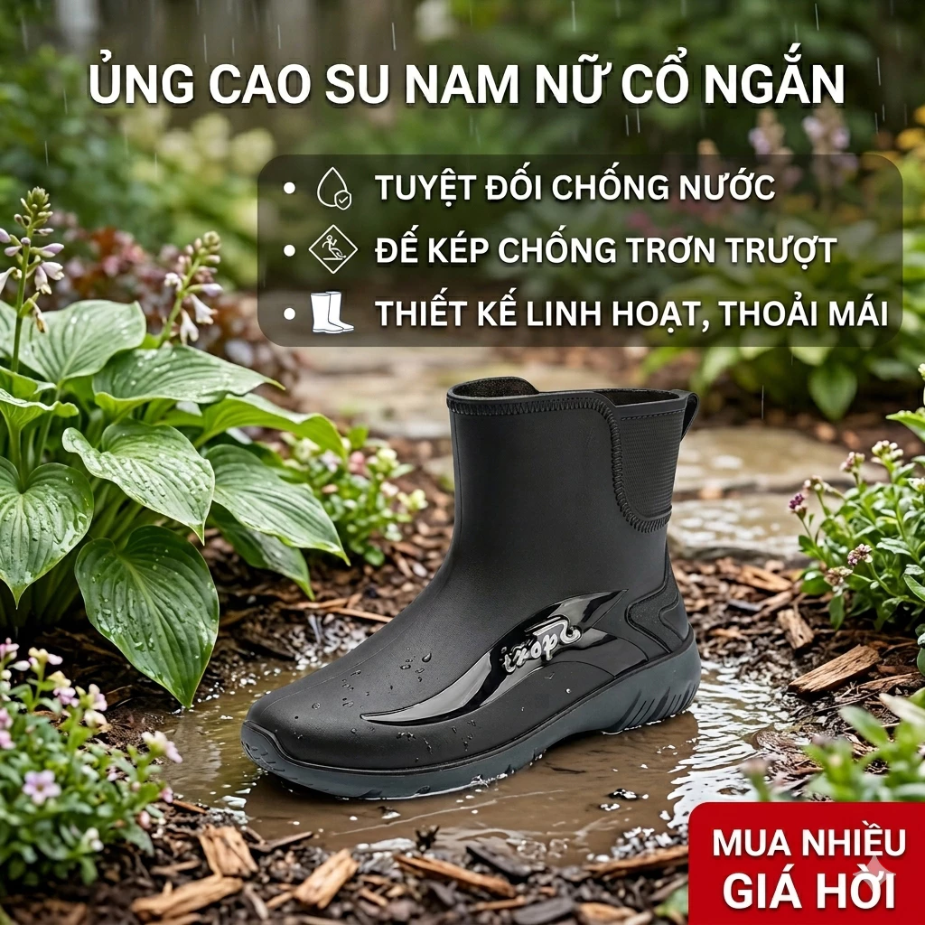 รองเท้ายางกันฝนสั้นชายและหญิง กันน้ำกันลื่น thumbnail 3