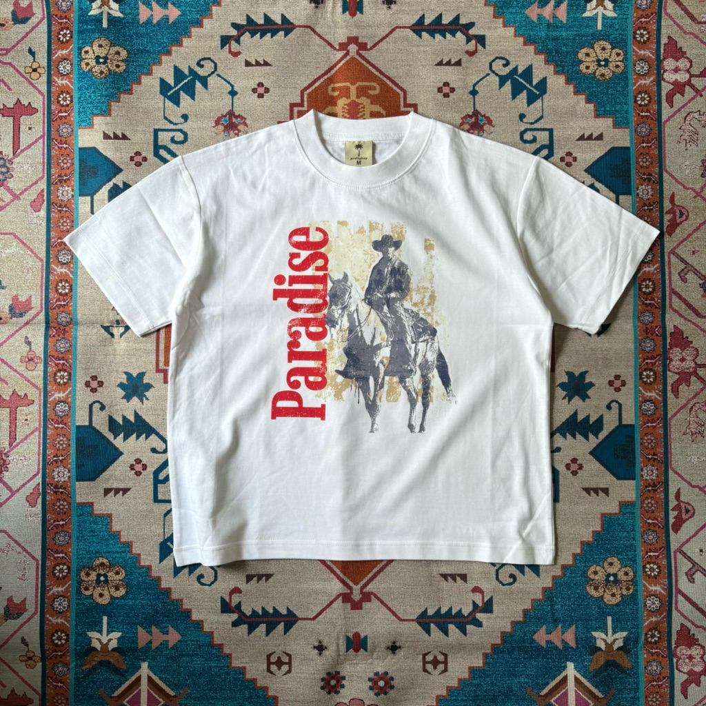เสื้อยืด Boxy ผู้ชายและผู้หญิง PARADISE Cotton 280gsm Vintage American - PRETTYBOY