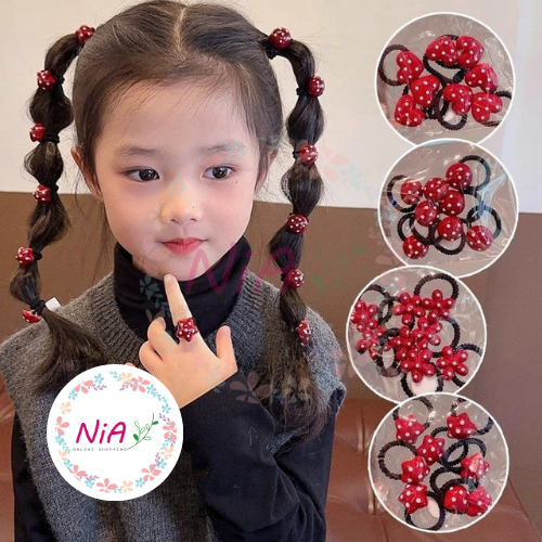 ชุดยางมัดผมลายจุดสีแดงน่ารักน่ารักสําหรับเด็กทารกสไตล์เกาหลีน่ารัก NiA Shop PK326