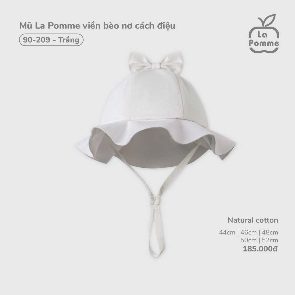 หมวก La Pomme ระบายโบว์ stylized - เส้นด้ายฝ้ายธรรมชาติเย็น - เด็กผู้หญิง - ขนาด 44/46/48/50/52