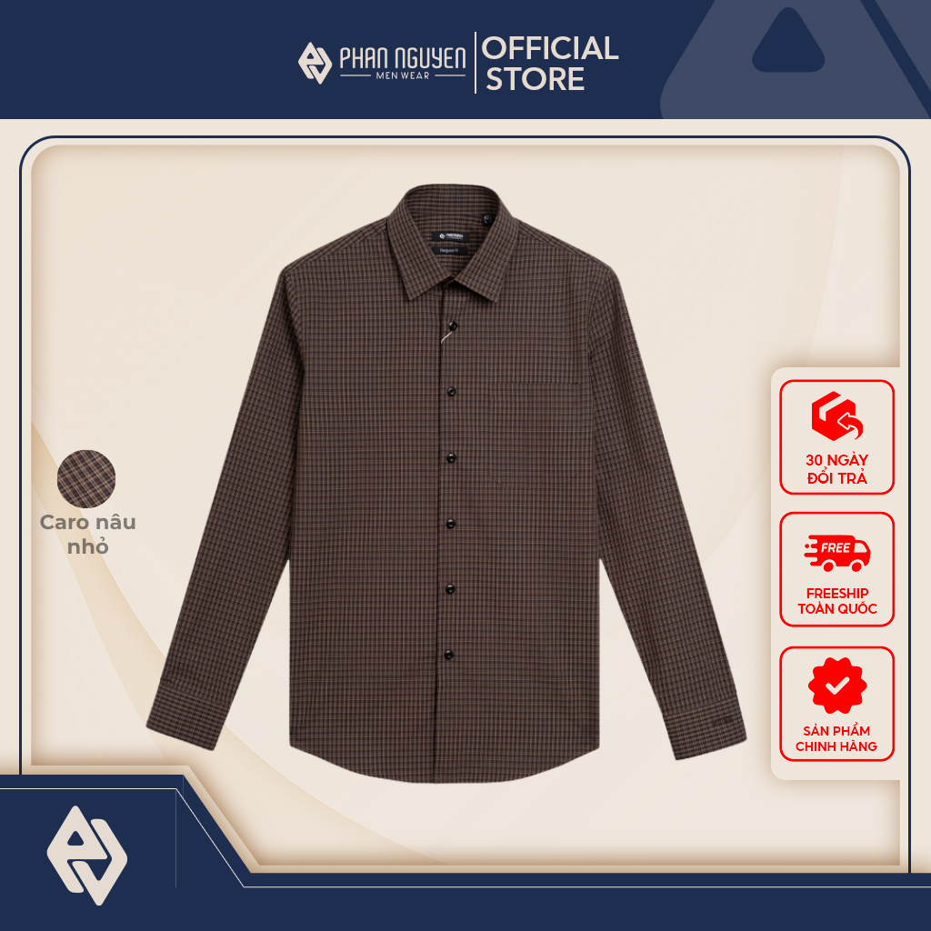 Phan Nguyeen เสื้อเชิ้ตลายทางผู้ชาย ผ้าคอตตอน 100% นุ่มเท่ ทรงปกติ SMD.1520