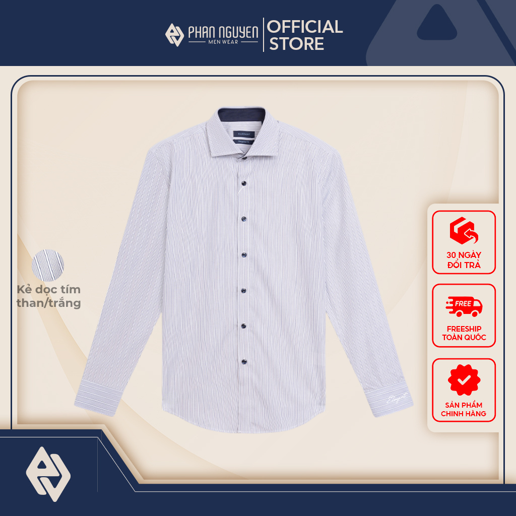 เสื้อเชิ้ตลายสก๊อตผู้ชาย Elegant Phan Nguyen ผ้าคอตตอน 100% นุ่มเท่ ทรงปกติ SMD.1499