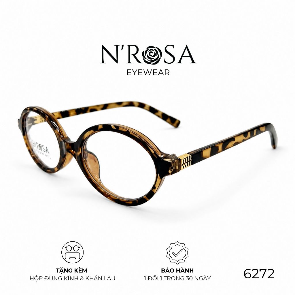 Nโรซา 6272 กรอบแว่นตา – ทรงวงรีอินเทรนด์ พลาสติกคุณภาพสูงพร้อมรายละเอียดโลหะสีทอง
