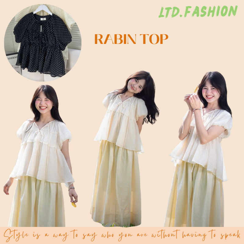 RABIN TOP - เสื้อเชิ้ตพิมพ์ลาย BABYDOL พร้อม SOFT LAYER - LTD.FASHION