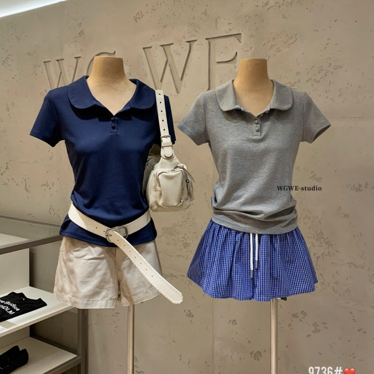 WGWE• 9736 wgwe เสื้อโปโลปกบัว สินค้า QC ไซส์ SM