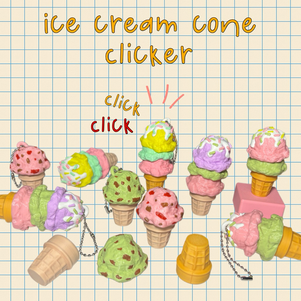 3D PRINTED CLICKER ICE CREAM STICK DECOR KEYCHAIN/MODEL