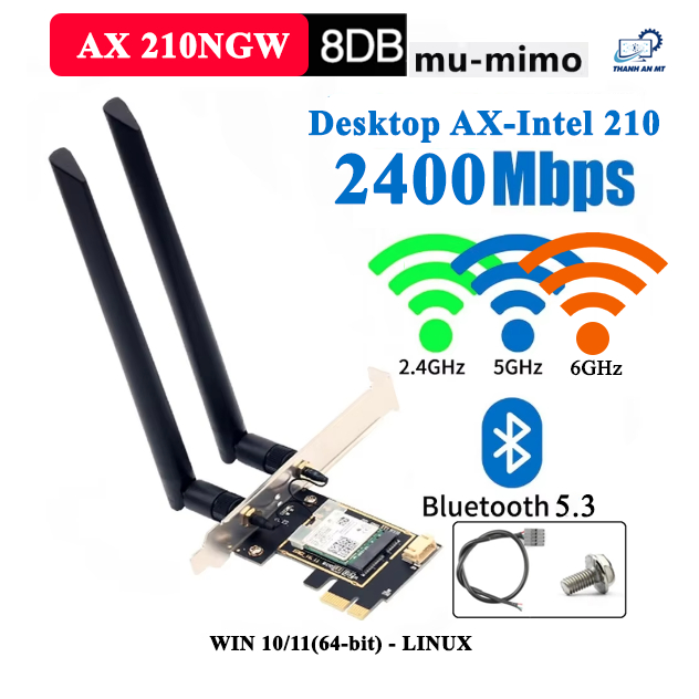 Intel AX210 WiFi 6E บลูทูธ 5.3 การ์ด WiFi | ความเร็วสูงสําหรับแล็ปท็อปและพีซี
