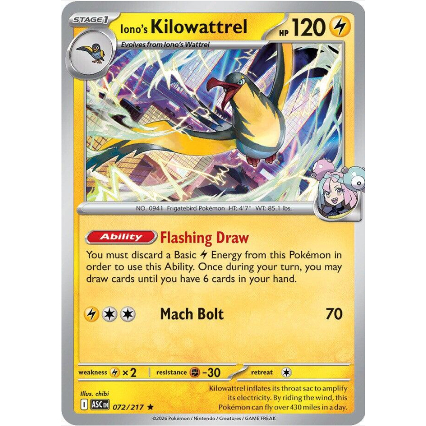 [การ์ดโปเกมอน TCG] Kilowattrelของ Ionos 072/217 หายาก