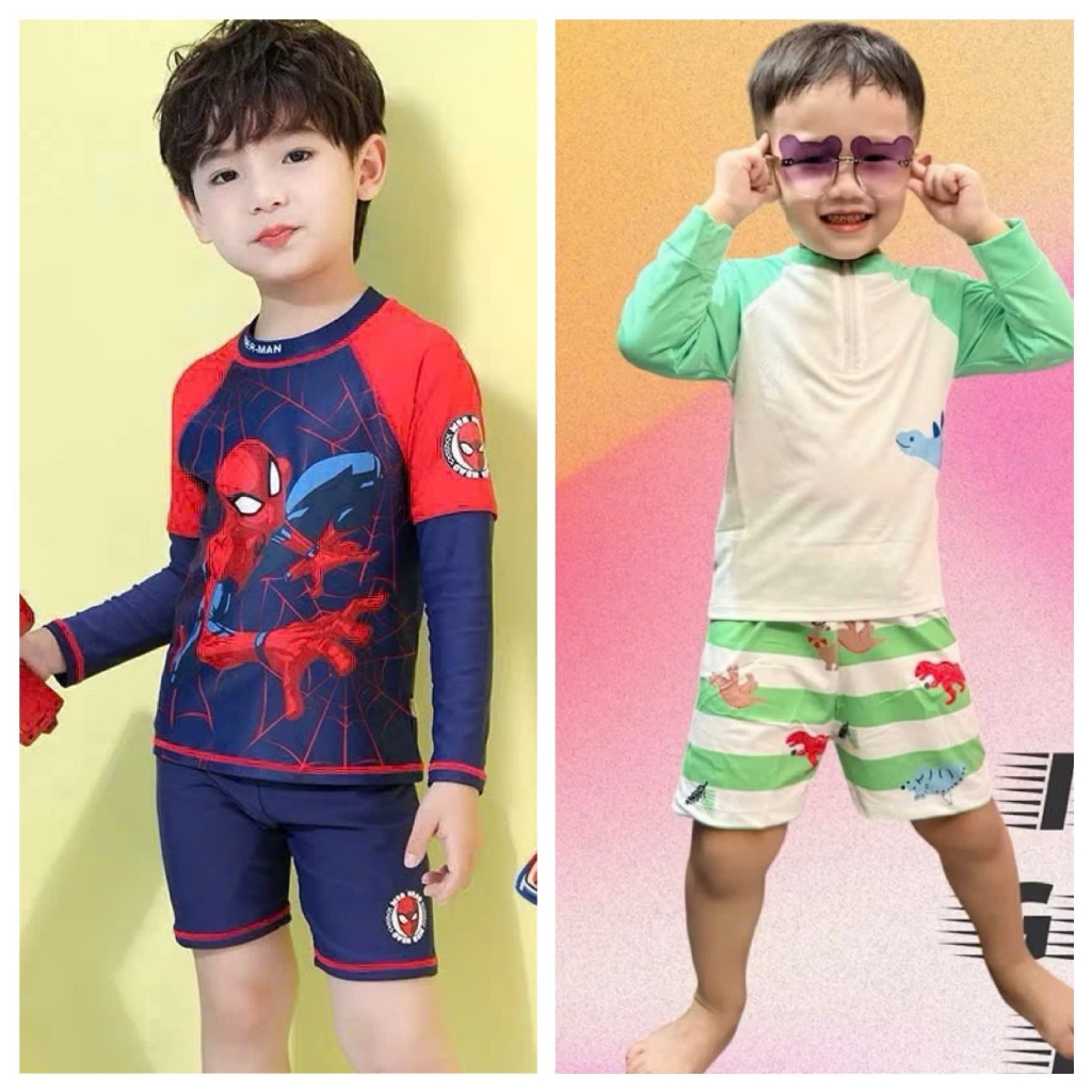 DINOSAUR- SUPERMAN ชุดว่ายน้ําเด็กผู้ชาย