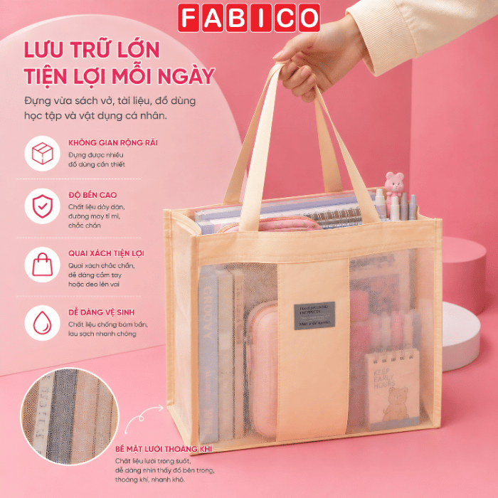 Kinhshion J455/J459 Mesh Handbag - Fashion, สะดวก Super Wide Waterproof Handbag Tote Bag