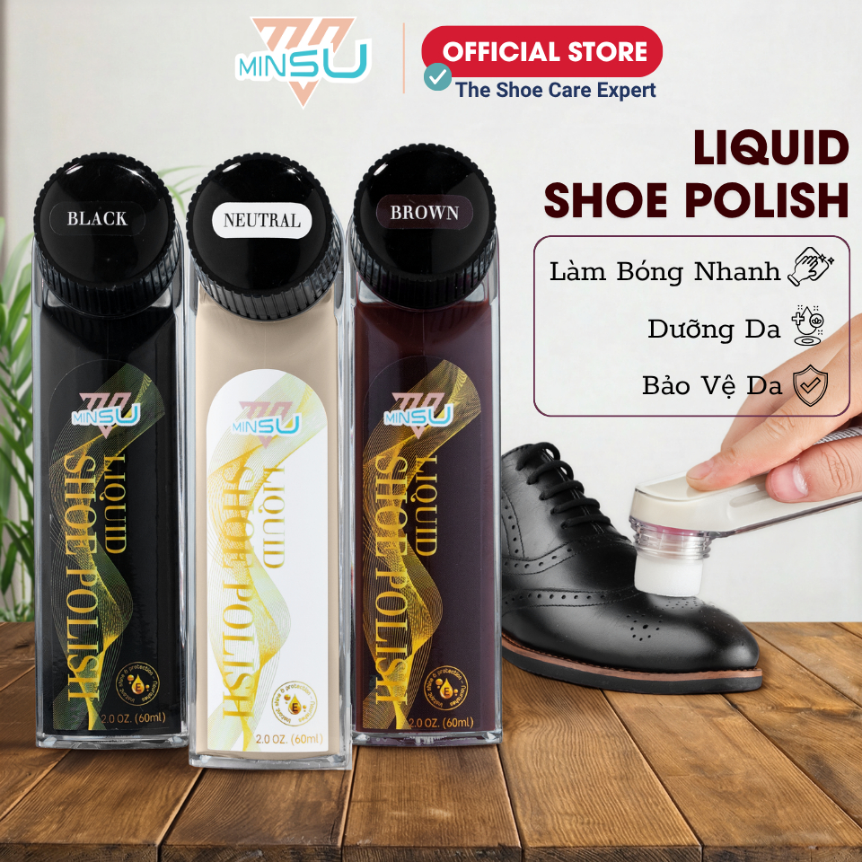 MINSU Liquid Shoe Polish M7938 คืนสี ขัดเงา ครีมนวดผม & ปกป้องรองเท้าหนัง กระเป๋าหนัง ภายในรถยนต์