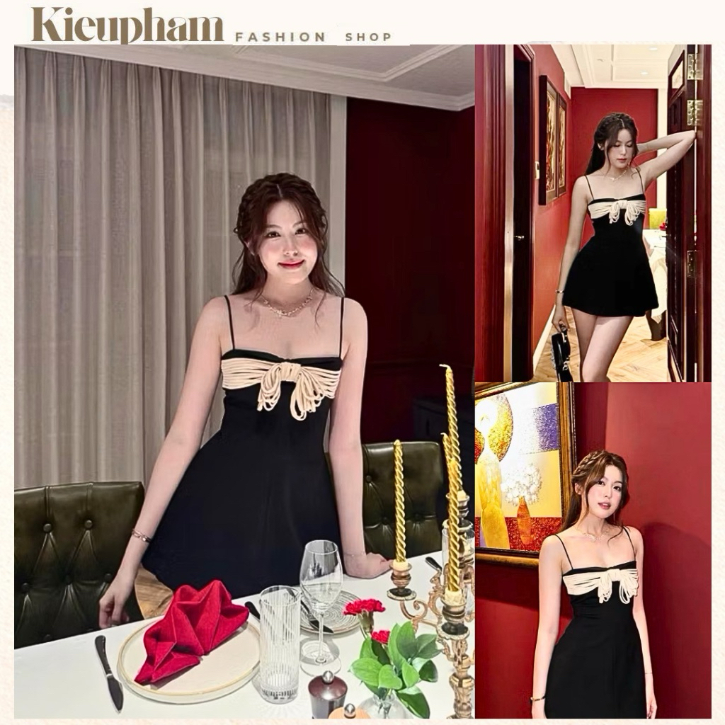 A-Line Waist Two-String Dress Rope Bow Elegantly Flattering Kieupham.shop