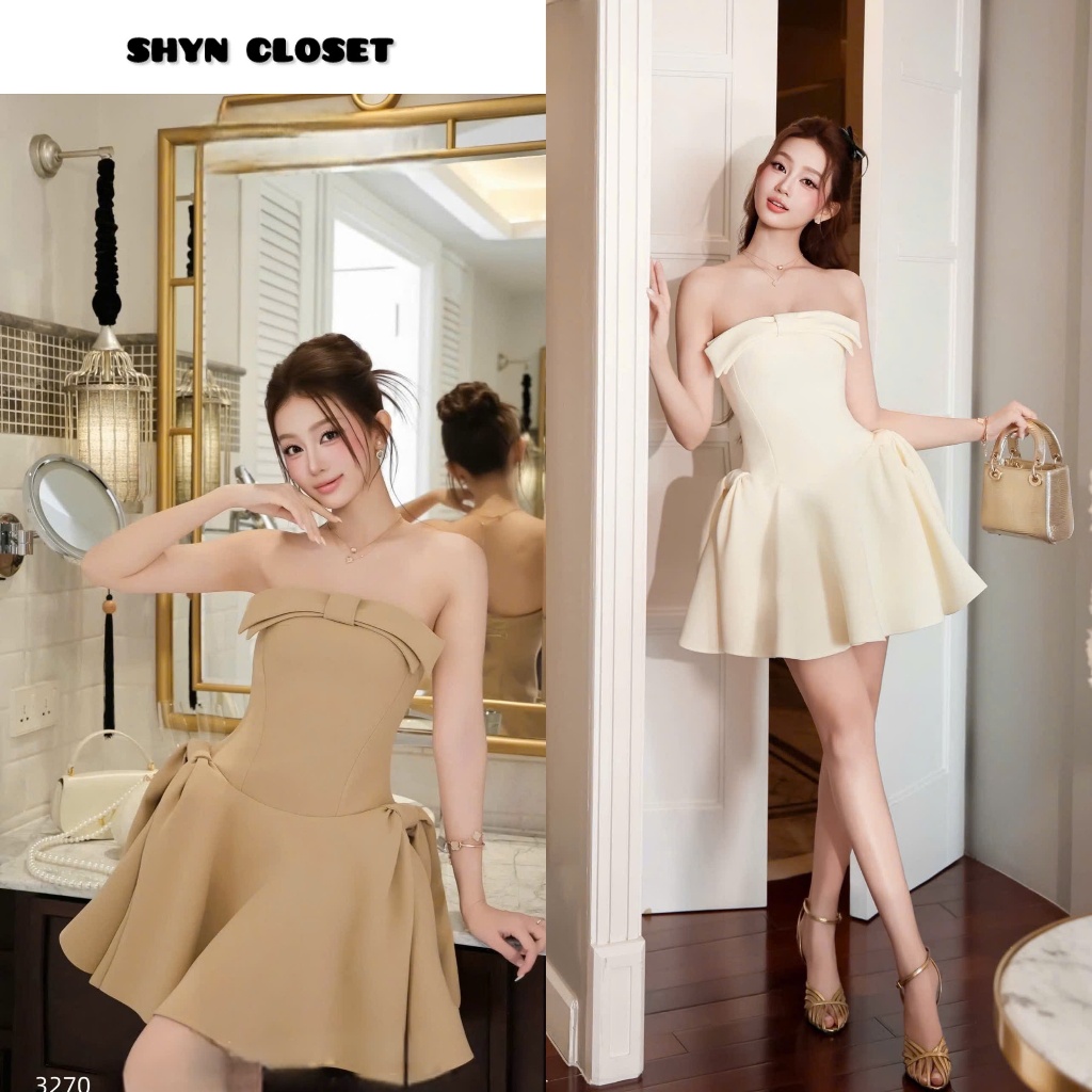 SHYN Closet เดรสเกาะอกทรงขาบานของ Lady หรูหราและผู้หญิง