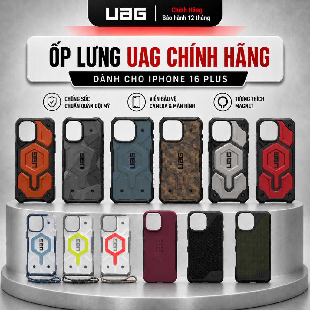 [iPhone 16 Plus] เคส UAG สําหรับ iPhone 16 Plus รองรับการชาร์จไร้สายกันกระแทกมาตรฐานทหาร