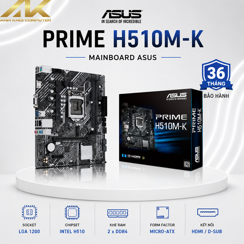 หลัก H510 ASUS PRIME H510M-K DDR4 ซ็อกเก็ต 1200 รองรับ Intel Gen 10 Gen 11 M.2 NVMe