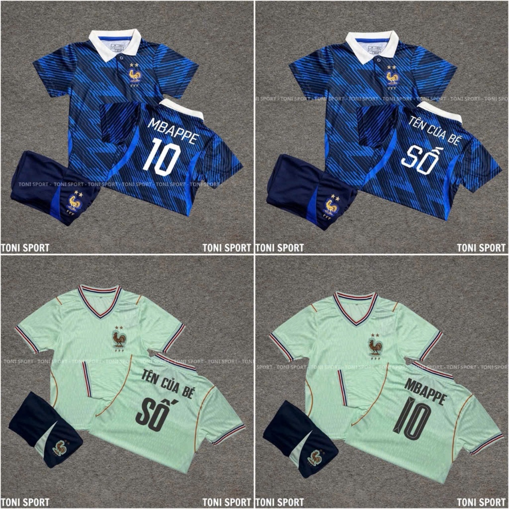 ฝรั่งเศส ห้องน้ํา 2026 ชุดบอลเด็ก (กางเกง+เสื้อ) พิมพ์ลาย เลขที่. 10 MBAPPE - ผ้าสักหลาดไทยระบายอากาศคุณภาพสูง - TONI SPORT