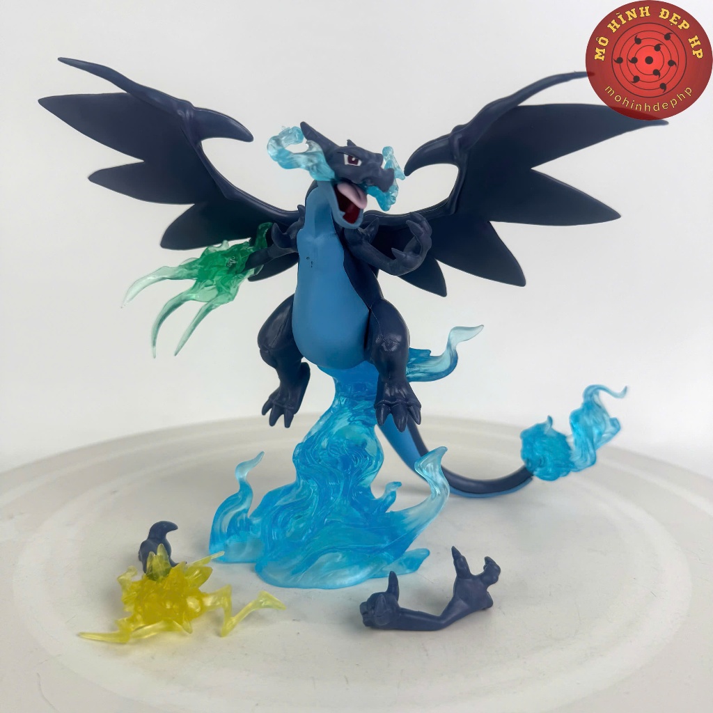 POKEMON Lizardon Mega Charizard X ของเล่นโมเดลสีดํา สูง 15 ซม