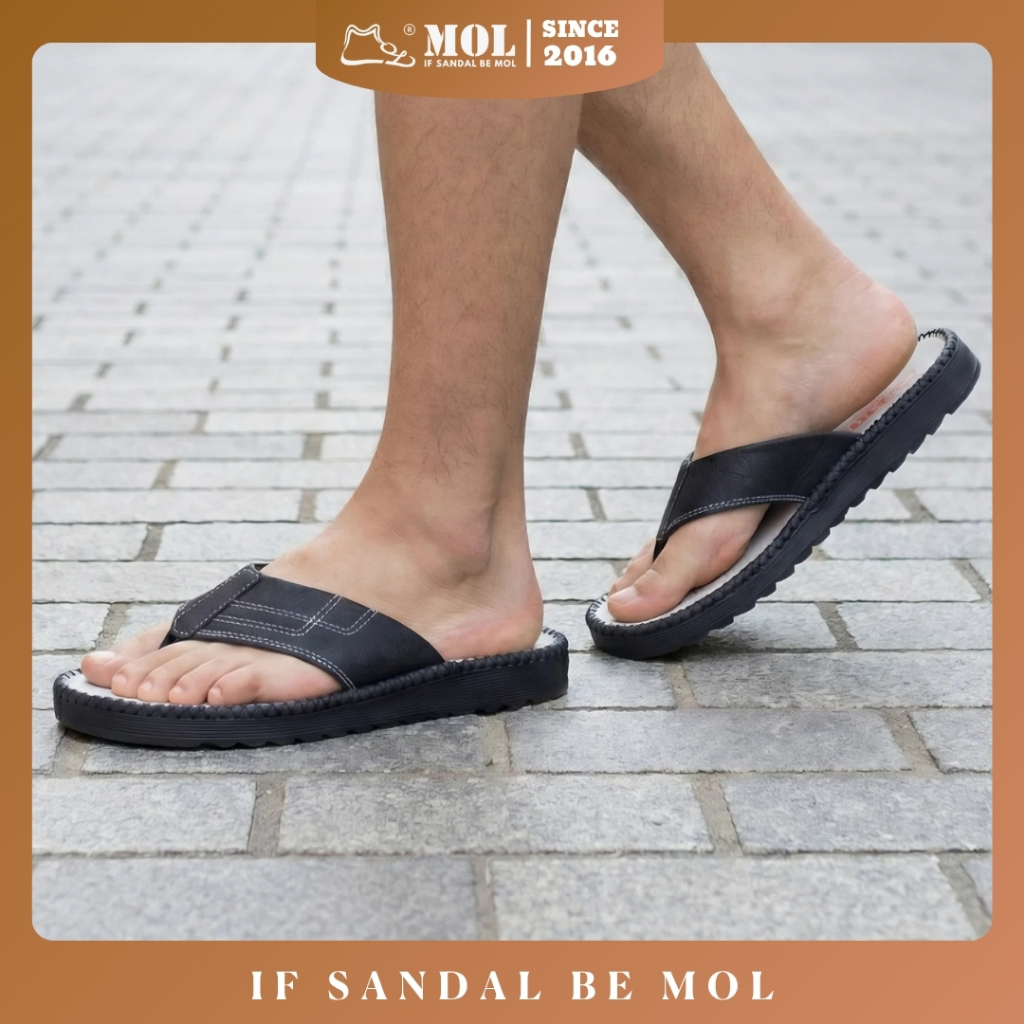 MOL HD2B2 รองเท้าแตะ Handmade TPR Sole Clip-on สายรัดแฟชั่น Streetwear รองเท้าแตะชายหาดสําหรับผู้ชาย