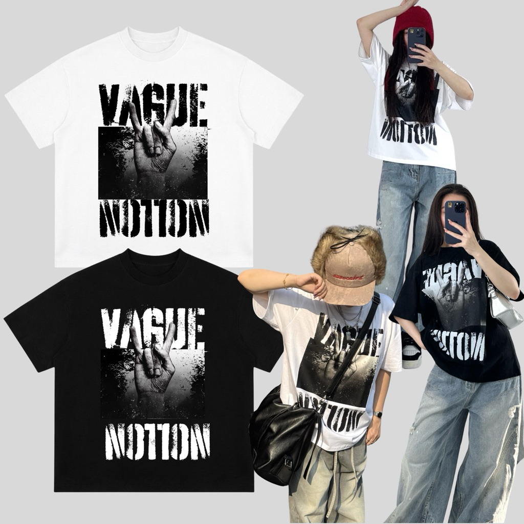 VAGUE NOTION เสื้อยืด Unisex สไตล์บุคลิกภาพ ใส่ได้ทั้งชายและหญิง